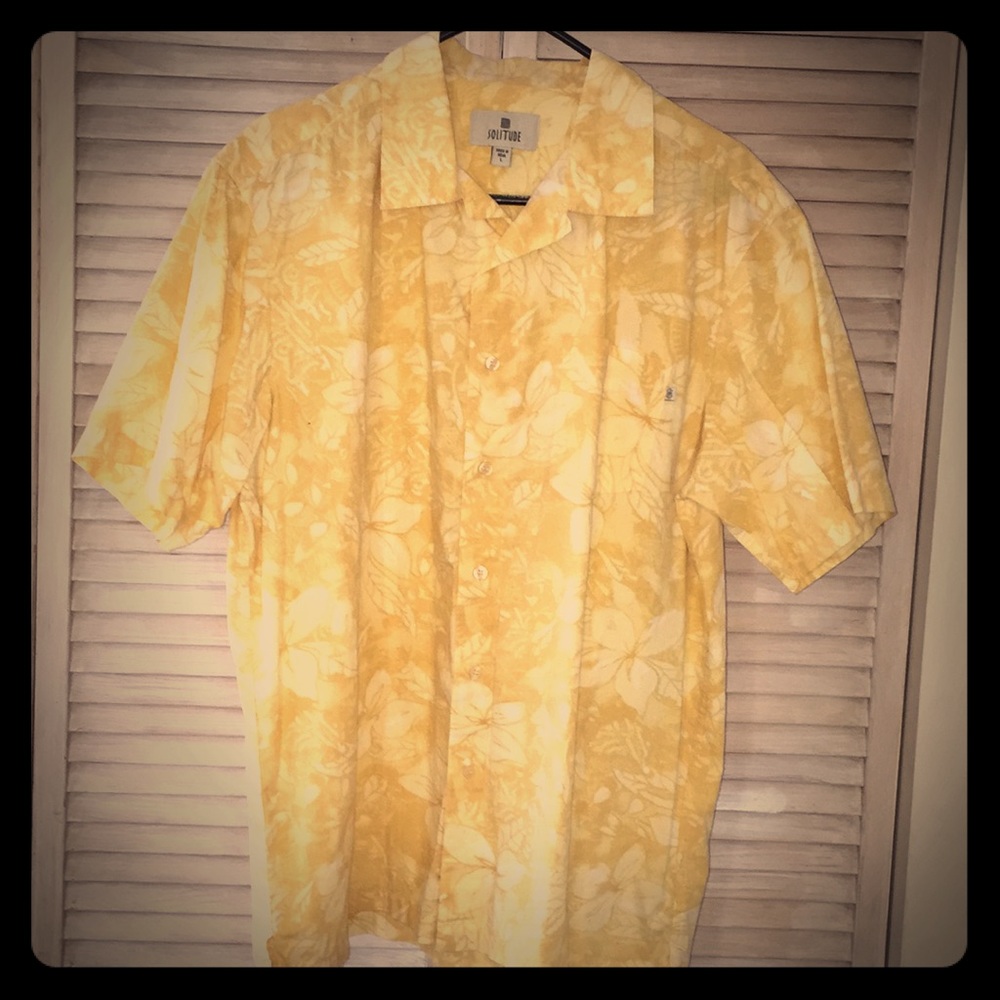 Men’s 100% cotton yellow/white floral shirt